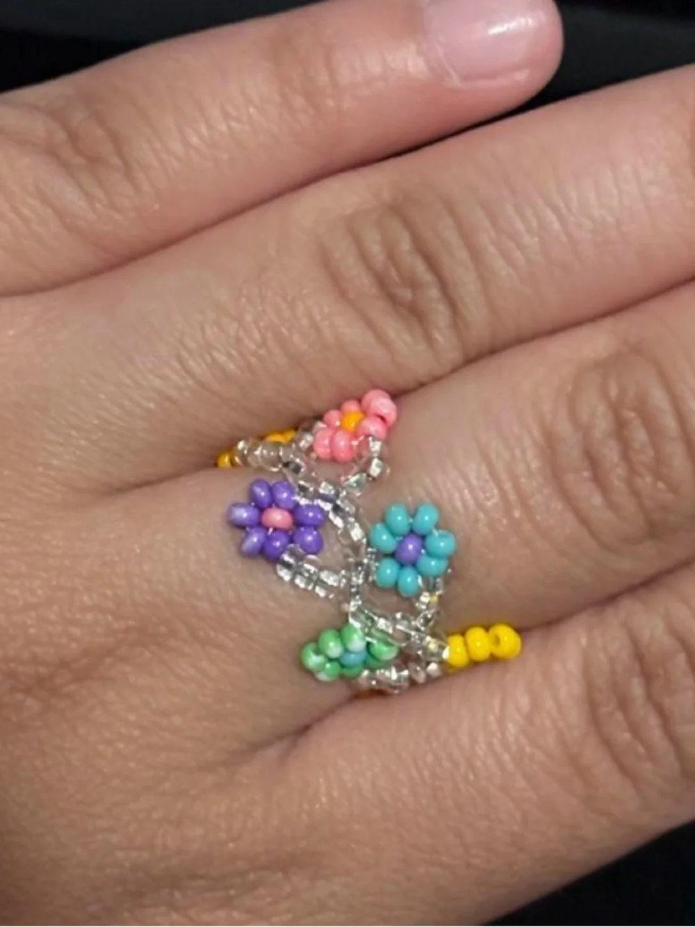 Multicolor Bead Floral Ring - Women's Jewelry